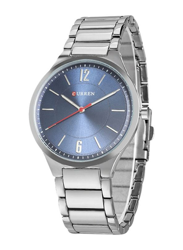 Curren Analog Watch for Men with Stainless Steel Band and Water Resistant, 8280, Silver-Blue