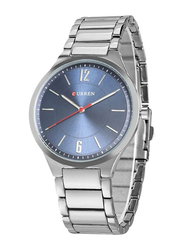 Curren Analog Watch for Men with Stainless Steel Band and Water Resistant, 8280, Silver-Blue