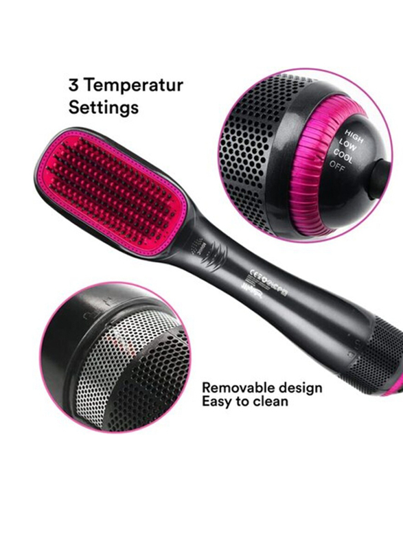 Majiston Quality First 3 In 1 Hair Dryer Brush, 1200W, Mj-701, Black/Pink