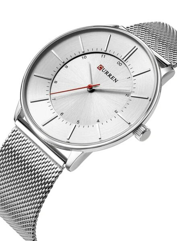 Curren Analog Watch for Men with Stainless Steel Band, Water Resistant, 8303, Silver/Silver