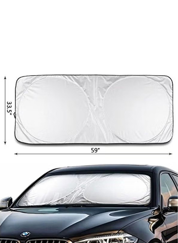 Car Windshield Sun Shade Protector, Silver