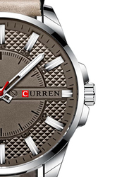 Curren Analog Watch for Men with Leather Band, Water Resistant, 8371-1, Grey