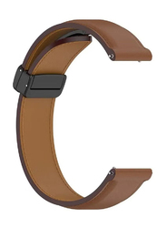 Perfii Genuine Cow Leather Folding Buckle Watch Strap for Huawei Watch 2 Pro / Watch GT2 Pro / Watch GT3 46mm / Watch GT3 SE, Brown
