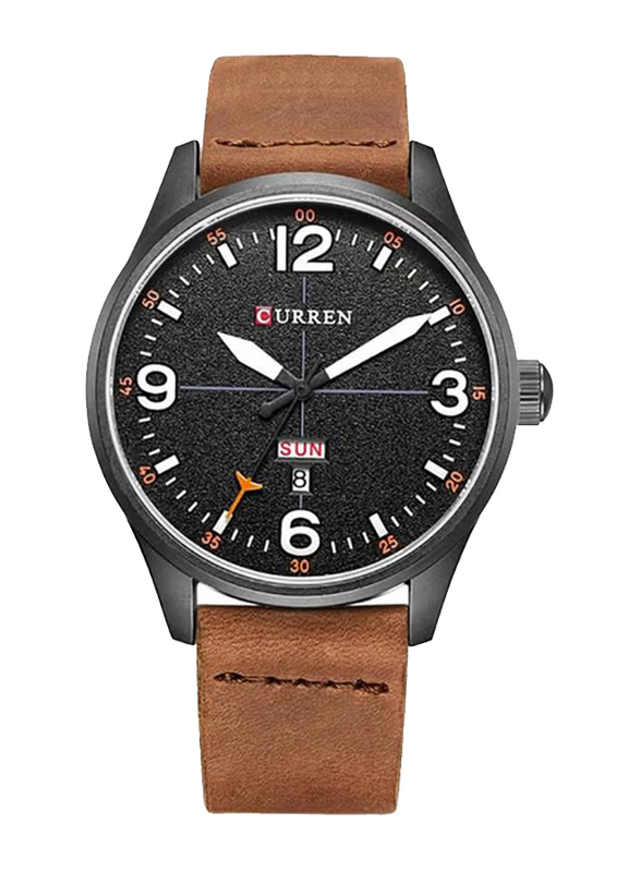 Curren Analog Watch for Men with Alloy Band, Water Resistant, WT-CU-8265-W2, Black-Brown