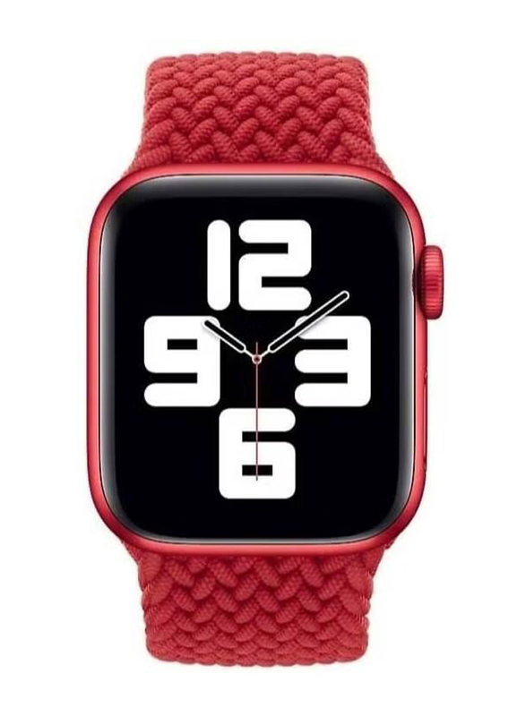 Braided Solo Loop Watch Band for Apple Watch Series 7 45mm, Red