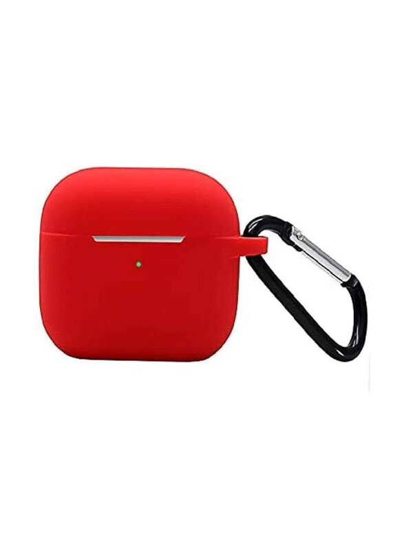 

Generic Protective Silicone Cover Case with Keychain for Apple Airpods 3, Red