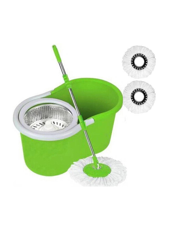 

Generic Spin Mop Bucket System 360 Spin Mop & Bucket Floor Cleaning Mop Bucket with 2 Microfiber Replacement Head Refills, Green/White