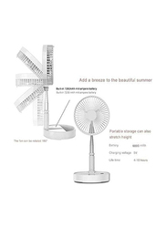 Portable USB Rechargeable Battery Height Adjustable Folding Retractable Floor Fan, White