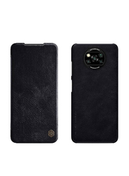 Nillkin Protective Leather Flip Case Cover for Poco X3 NFC, Black