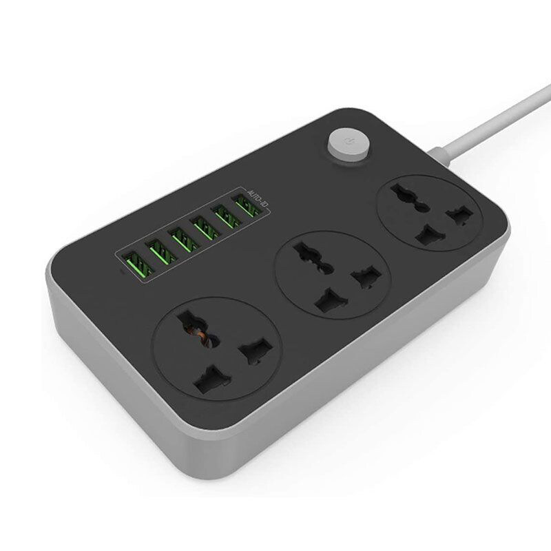 

Ldnio 3 Sockets & 6 USB Plug Power Socket, Black