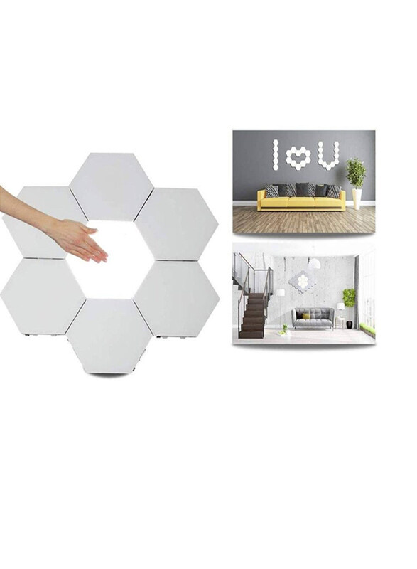 

Generic Hexagon Wall Panels RGB Smart Modular Touch-Sensitive LED Light DIY Geometry Splicing Hex Light, 6 Piece, White