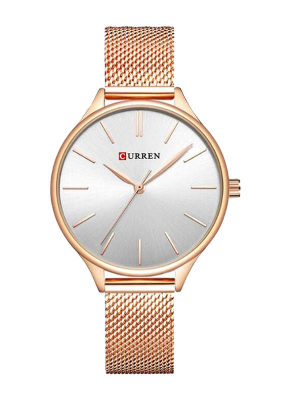 

Curren Analog Watch for Women with Alloy Band, Water Resistant, 9024, Gold-White