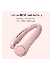 Arabest Portable Rechargeable Headphone Design USB Powered 3 Speeds Neck Fan, Pink