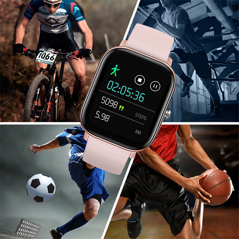 P8 Ultra Slim 35mm Screen Square Dial Multi-Function Smartwatch, Black