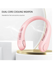 Portable Rechargeable Battery Operated 3 Speeds Neck Fan for Men & Women, Pink