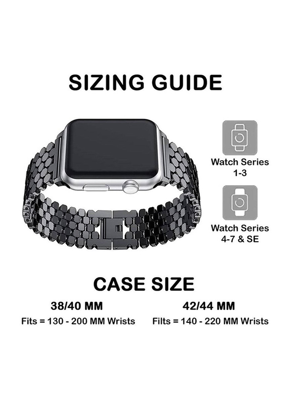 Stainless Steel Strap for Apple Watch Series 7/6/5/4/3/2/1/SE 42mm 44mm 45mm, Black