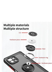 Xiaomi Mi 11 Lite Matte with 360 Degree Rotate Metal Magnetic Ring Kickstand Mobile Phone Back Case Cover, Black