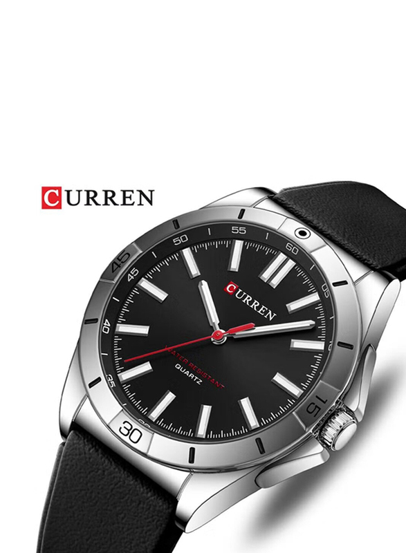 Curren Fashion Analog Watch for Men with Silicone Band, Water Resistant, Black