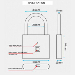 Decdeal O10/10 Smart Fingerprint Padlock Cabinet Fingerprint Lock Dormitory Anti-Theft Lock, Silver