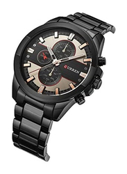 Curren Analog Chronograph Watch for Men with Stainless Steel Band, Water Resistant, 8274, Black-Black/Rose Gold
