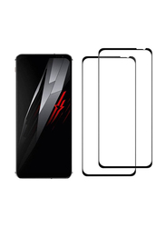 Red Magic 6 Full Coverage Protector HD Clear Bubble-Free Tempered Glass Mobile Phone Screen Protector, 2 Pieces, Clear/Black