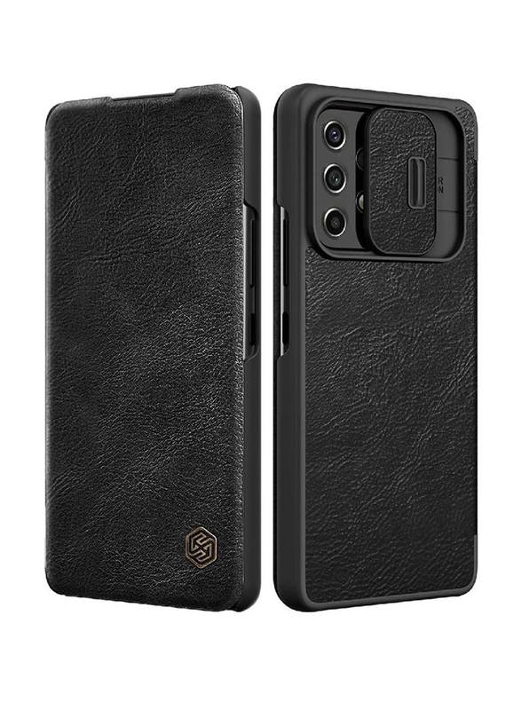 Nillkin Samsung Galaxy A73 5G Qin Leather Mobile Flip Case Cover with Slide Camera Protection, Black