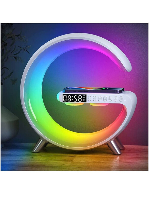 

Arabest Sound Machine Smart Light Sunrise Alarm Clock Wake Up Light Alarm Clocks with Fast Wireless Charger, White