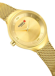 Curren Analog Watch for Women with Stainless Steel Band, Water Resistant, 9028, Gold/Gold