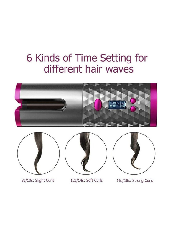 XiuWoo Automatic Cordless Hair Curler with LCD Display, Grey