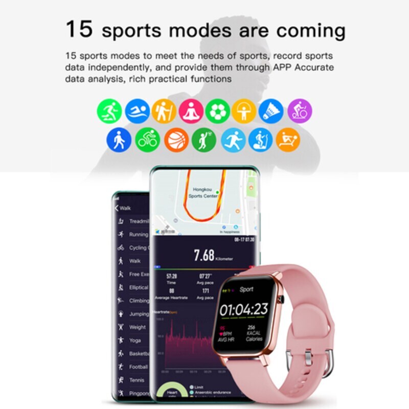 1.4 Inch Smart Sports Band Fitness Activity Tracker Smartwatch, Black
