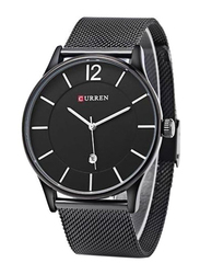 Curren Analog Wrist Watch for Men with Stainless Steel Band, Water Resistant, 8231, Black-Black