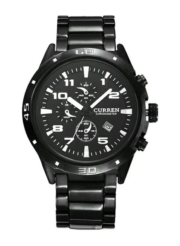 

Curren Analog Chronograph Watch for Men with Stainless Steel Band, Water Resistant, WT-CU-8021-B#D1, Black