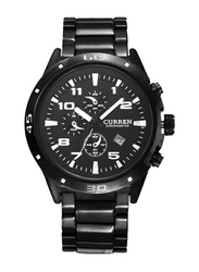 Curren Analog Chronograph Watch for Men with Stainless Steel Band, Water Resistant, WT-CU-8021-B#D1, Black