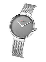 Curren Analog Watch for Women with Alloy Band, Water Resistant, 9016, Silver-Grey