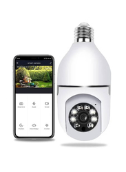 360 Degree 2.4GHz & 5G WiFi 1080p Light Bulb Wireless Outdoor Security Camera, White