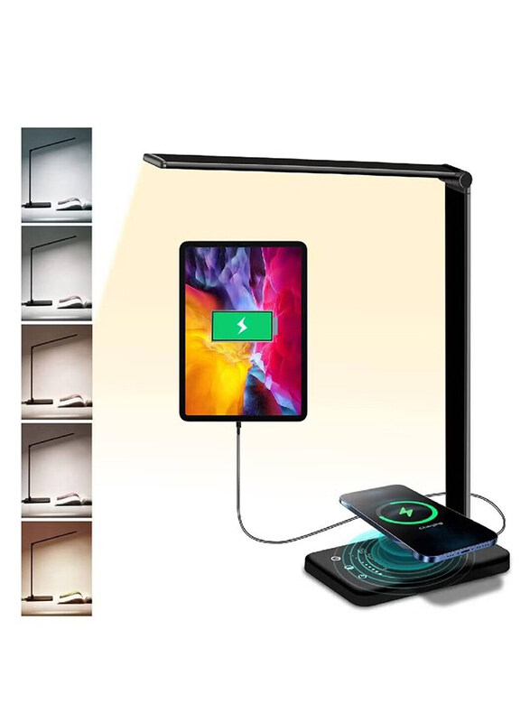

Generic LED Touch Lamp with Qi Wireless Charger & USB Charging Port, Black