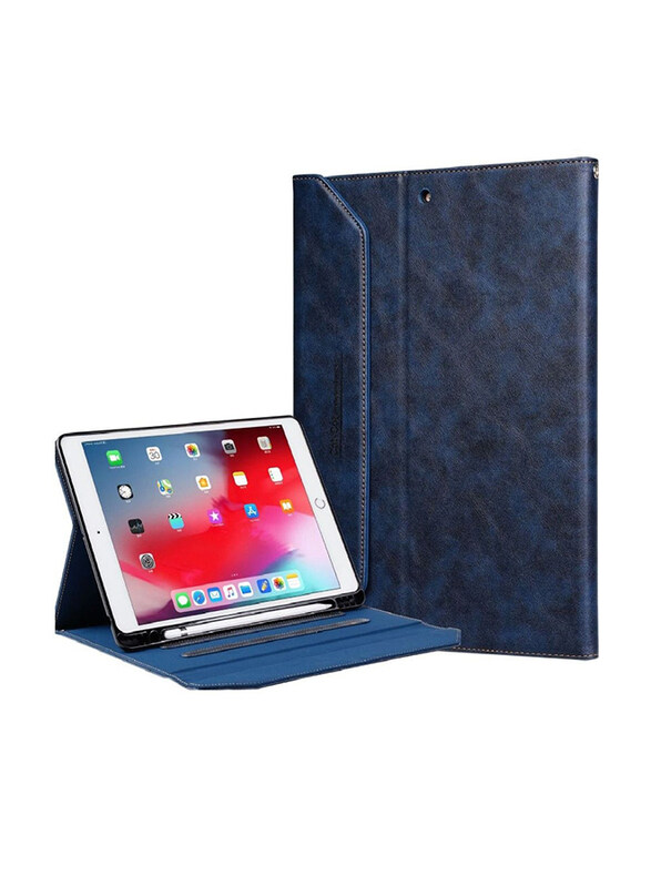 

Cat-Cot Apple iPad (10th Generation) 10.9" 2022 Protective Premium PU Leather Stand Folio Tablet Flip Case Cover with Strap And Pen Holder, Blue