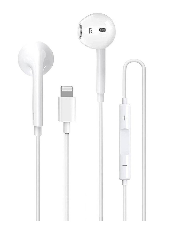Wired In-Ear Earphones with Microphone Volume Control for Apple iPhone, White