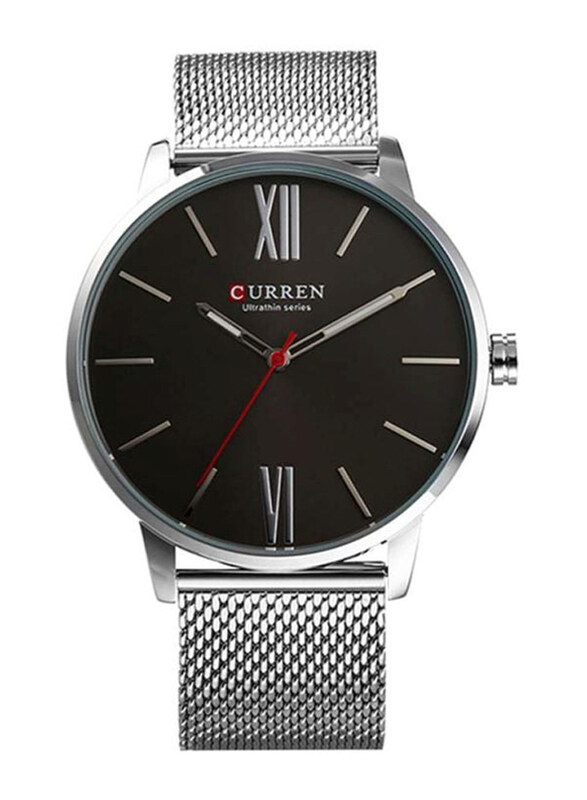 

Curren Analog Wrist Watch for Men with Stainless Steel Band, Water Resistant, 2487081, Silver-Black