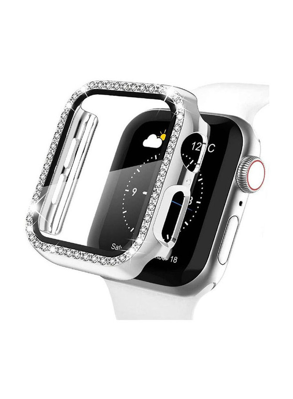 Diamond Watch Cover Guard Shockproof Frame for Apple Watch 41mm, Silver