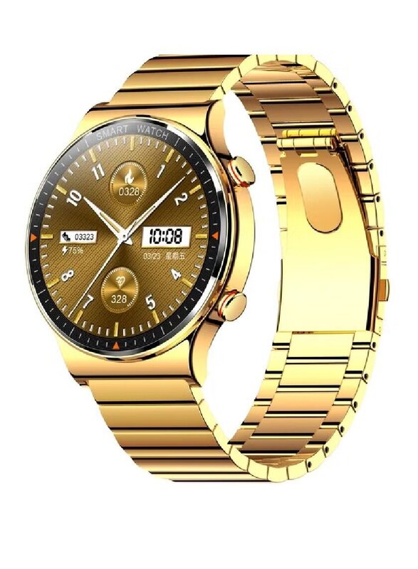 Haino Teko Germany Full Touch Screen Stainless Steel Bluetooth Call IP68 Waterproof Smartwatch, Gold