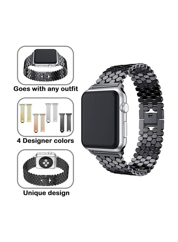 Stainless Steel Strap for Apple Watch Series 7/6/5/4/3/2/1/SE 42mm 44mm 45mm, Black