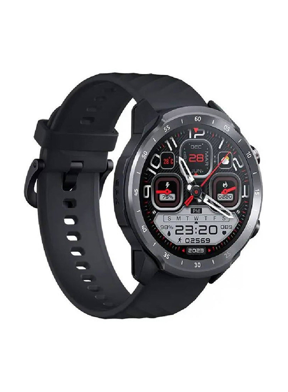 Mibro 35mm A2 Sporty Bluetooth Calling Smartwatch, HD Screen, Round Dual Straps, Optical Heart Rate Sensor, SpO2 Sensor, Accelerometer, Bluetooth Connectivity, Black