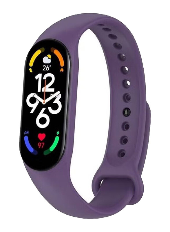 Replacement Silicone Wristband Waterproof Bracelet Strap For Xiaomi Mi Band 7, Purple