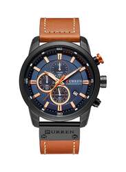 Curren Analog Wrist Watch for Men with Stainless Steel Band, Water Resistant and Chronograph, J4066BRB-KM, Brown-Blue