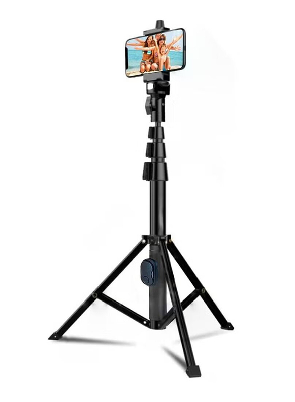 Portable All-In-One Professional Heavy Selfie Stick & Tripod for Apple & Android Devices, Black