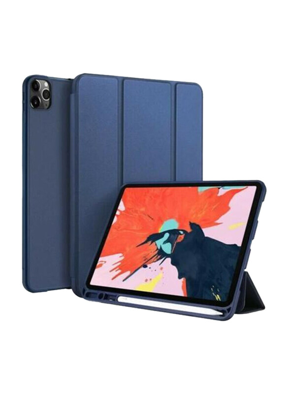 

QuickTech Apple iPad Pro 12.9-inch 2020 Protective Tablet Flip Case Cover with Pen Holder, Navy Blue