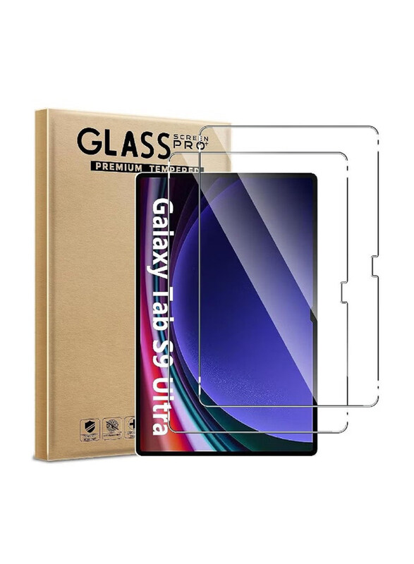 

HYX Samsung Galaxy Tab S9 Ultra 14.6 Inch 2023 9H Scratch Resistant Bubble Free Tempered Glass Screen Protector, 2-Piece, Clear