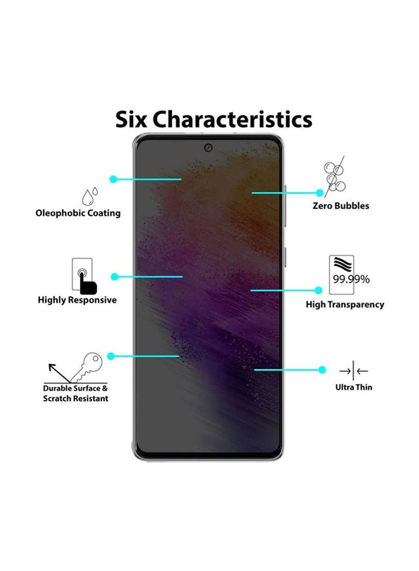 Samsung Galaxy A51 Anti Scratch Bubble Free Privacy Tempered Glass Mobile Phone Screen Protector, Black