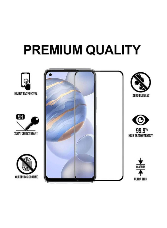 Oppo Reno5 5G/ Oppo Reno5 Z 5G Hardness Full Coverage Scratch Resistant Tempered Glass Screen Protector, Clear/Black